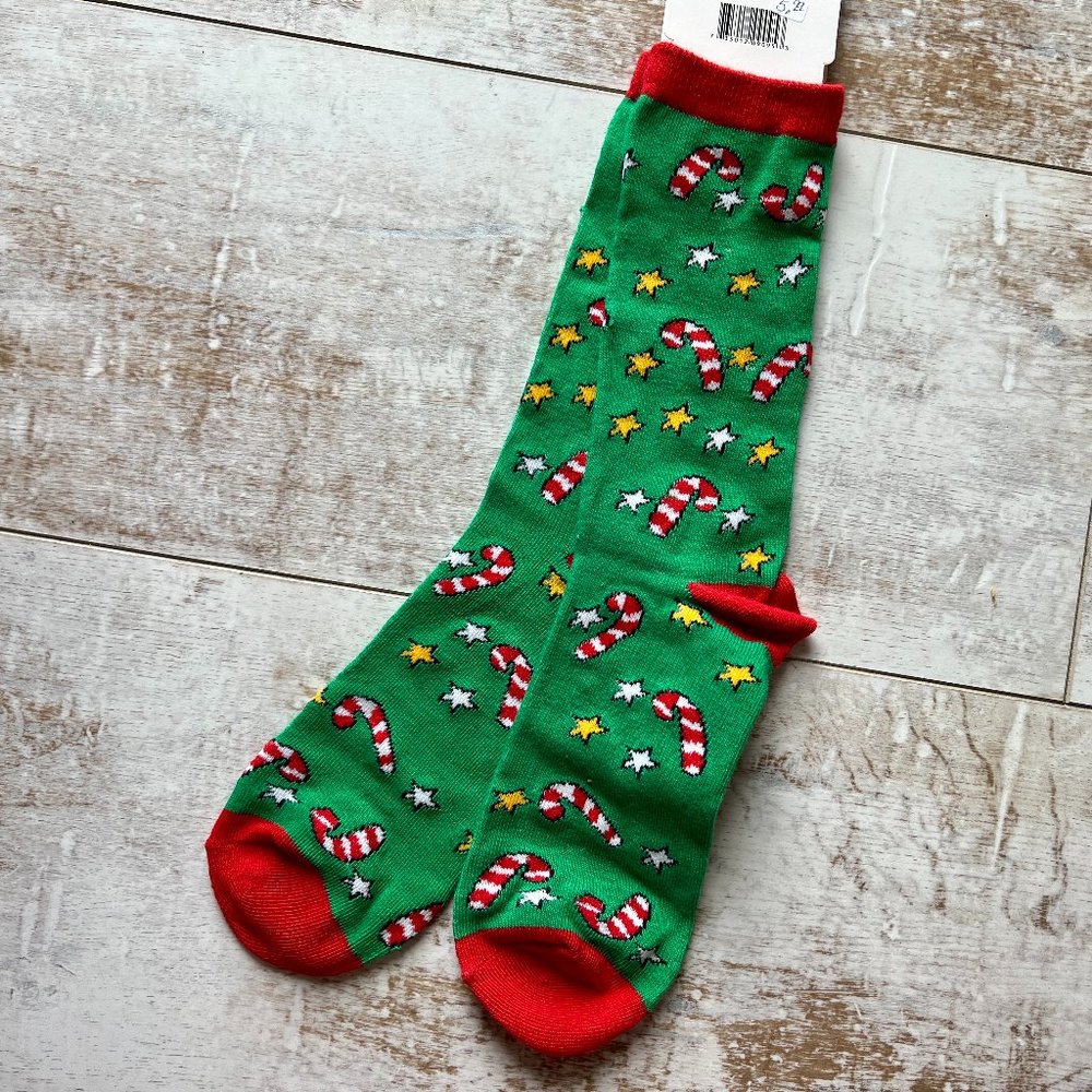Season's Greetings Candy Cane Socks